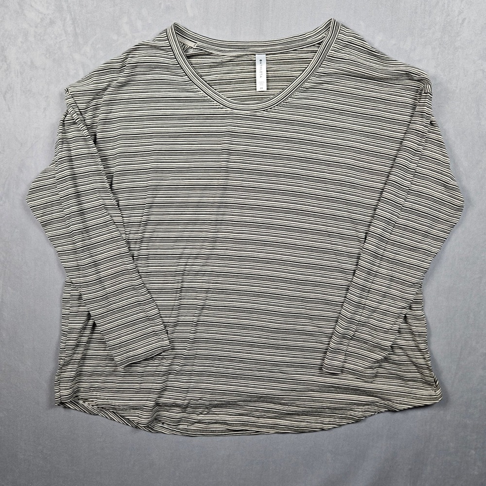 Athleta Cloudlight Stratus Striped Top Women 2X Black White Long Sleeve Shirt